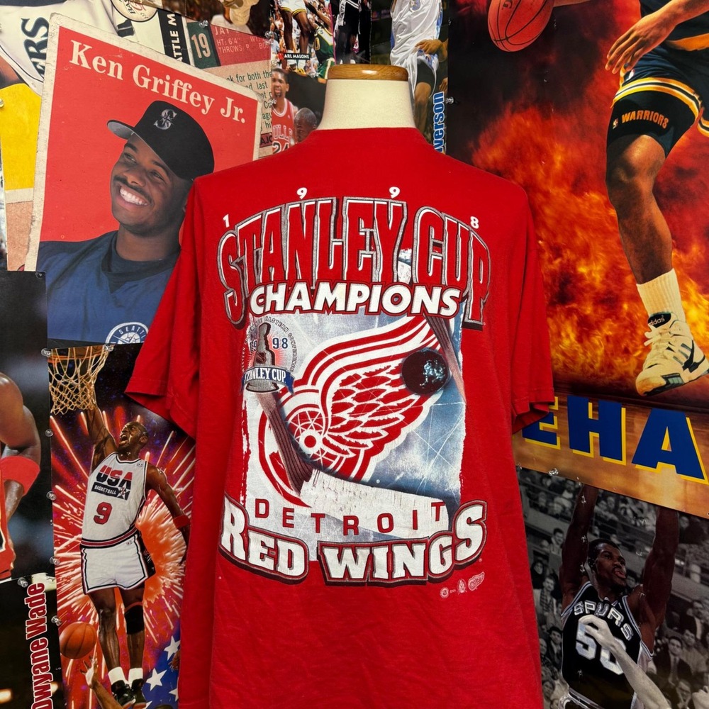 Vintage‎ Detroit Red Wings 1998 Stanley Cup Champions T Shirt Hockey Tee Sz 3XL